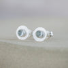 Aquamarine and sterling silver birthstone small disc studs by Lucy Kemp Jewellery