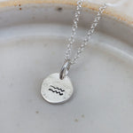 sterling silver personalised zodiac dinky pendant by Lucy Kemp Jewellery