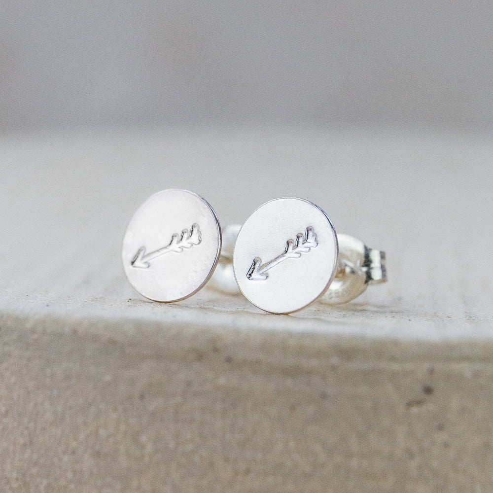 sterling silver arrow stamped studs