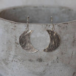 sterling silver crescent moon earrings handmade by Lucy Kemp Jewellery 