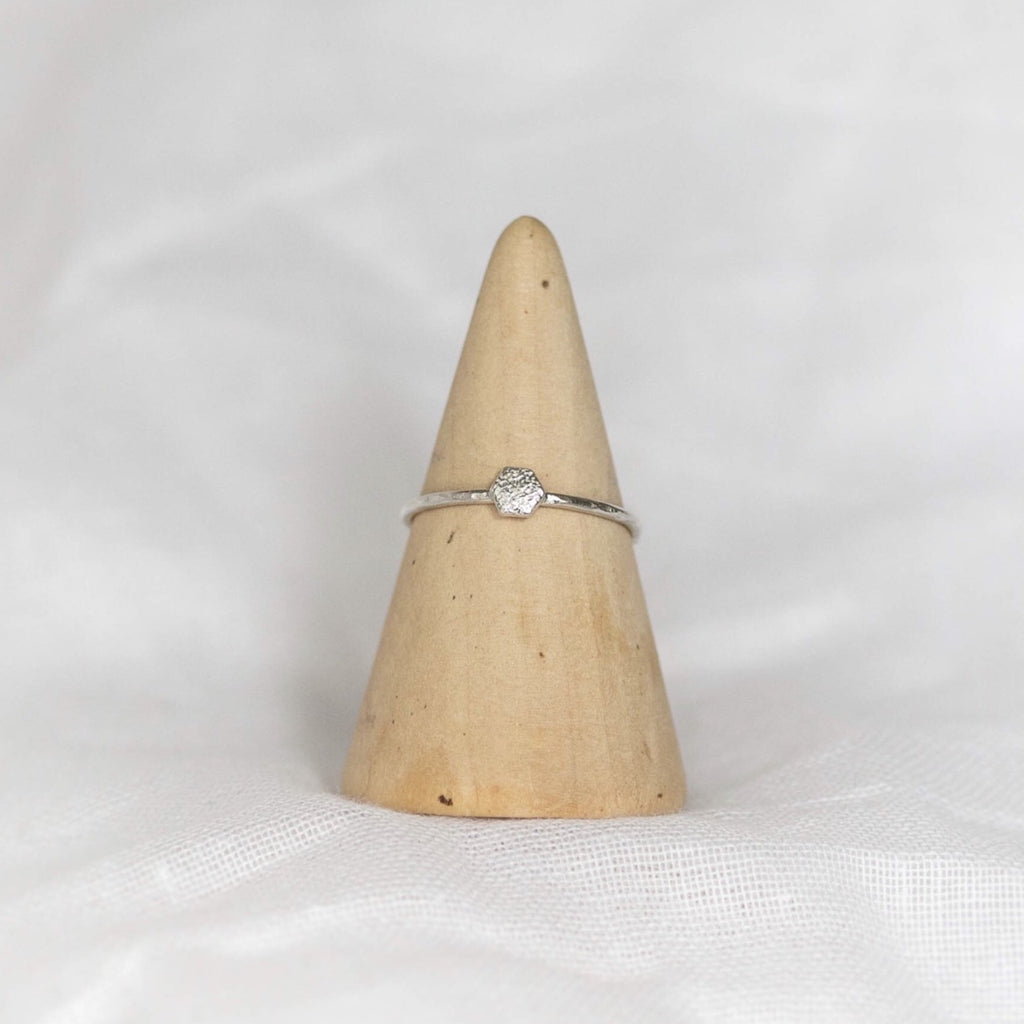sterling silver mini hexagon charm ring