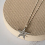 sterling silver large textured star pendant handmade by Lucy Kemp Jewellery
