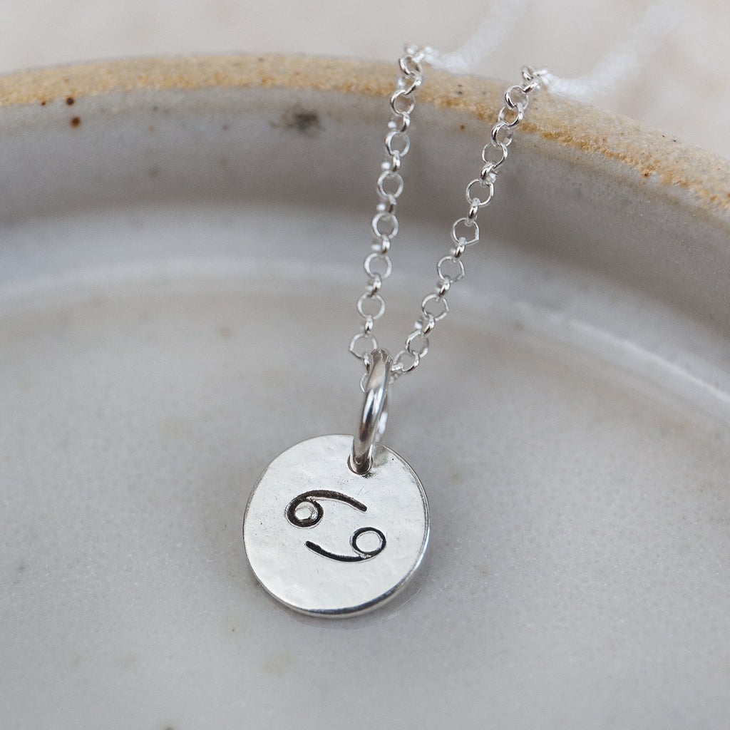 sterling silver personalised zodiac dinky pendant by Lucy Kemp Jewellery