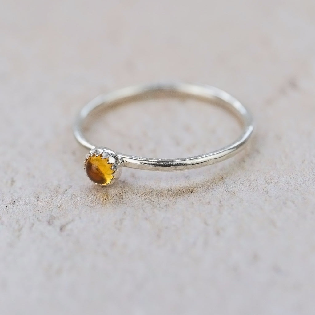 sterling silver birthstone stacking ring - citrine