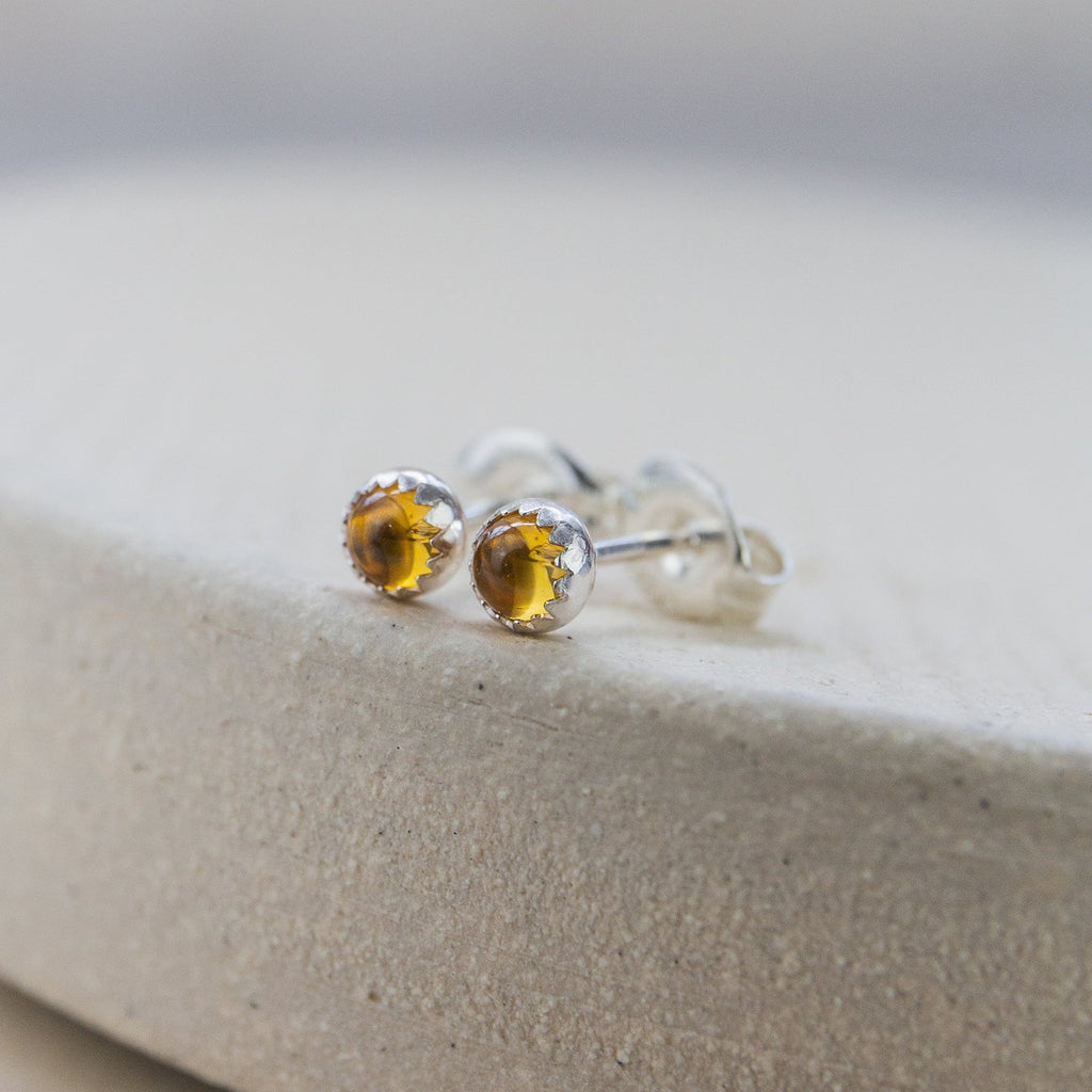 sterling silver mini citrine studs