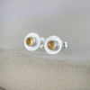 Citrine and sterling silver birthstone small disc studs by Lucy Kemp Jewellery