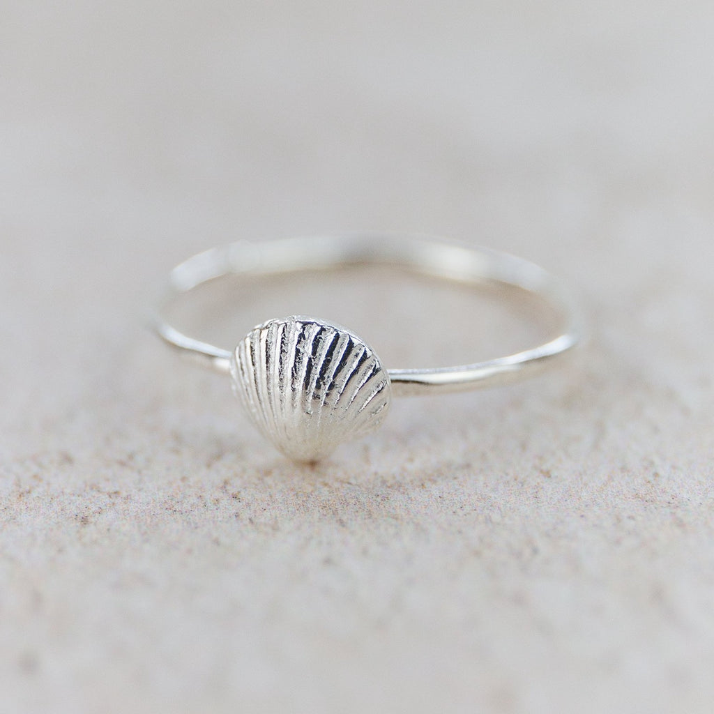 Sterling silver Cornish Shell charm ring by Lucy Kemp Jewellery