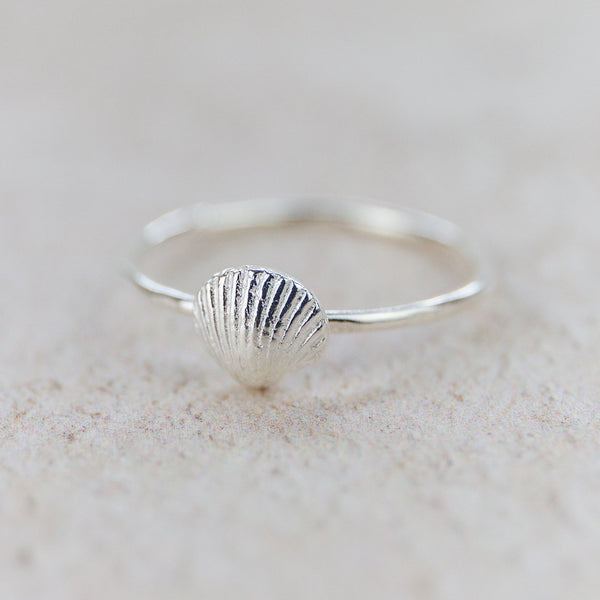 Sterling silver Cornish Shell charm ring by Lucy Kemp Jewellery