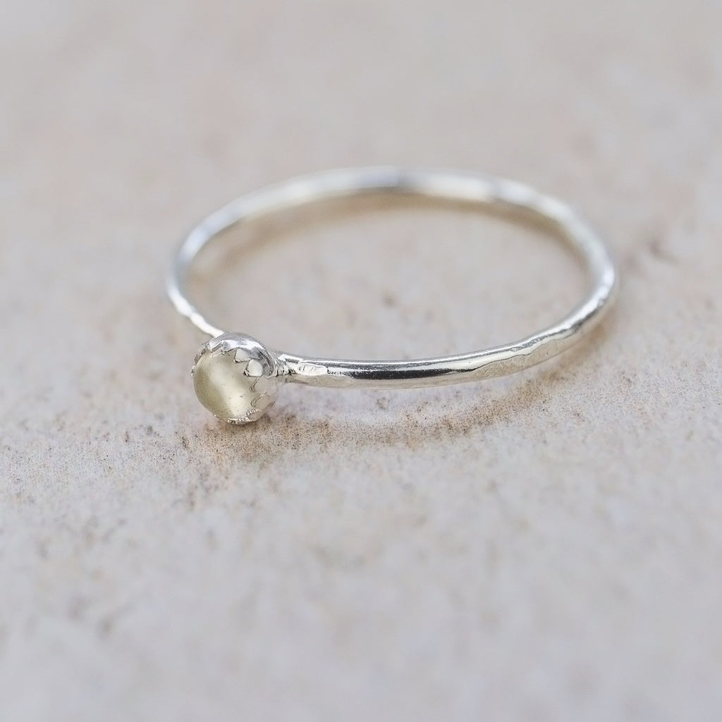 sterling silver birthstone stacking ring - crystal quartz