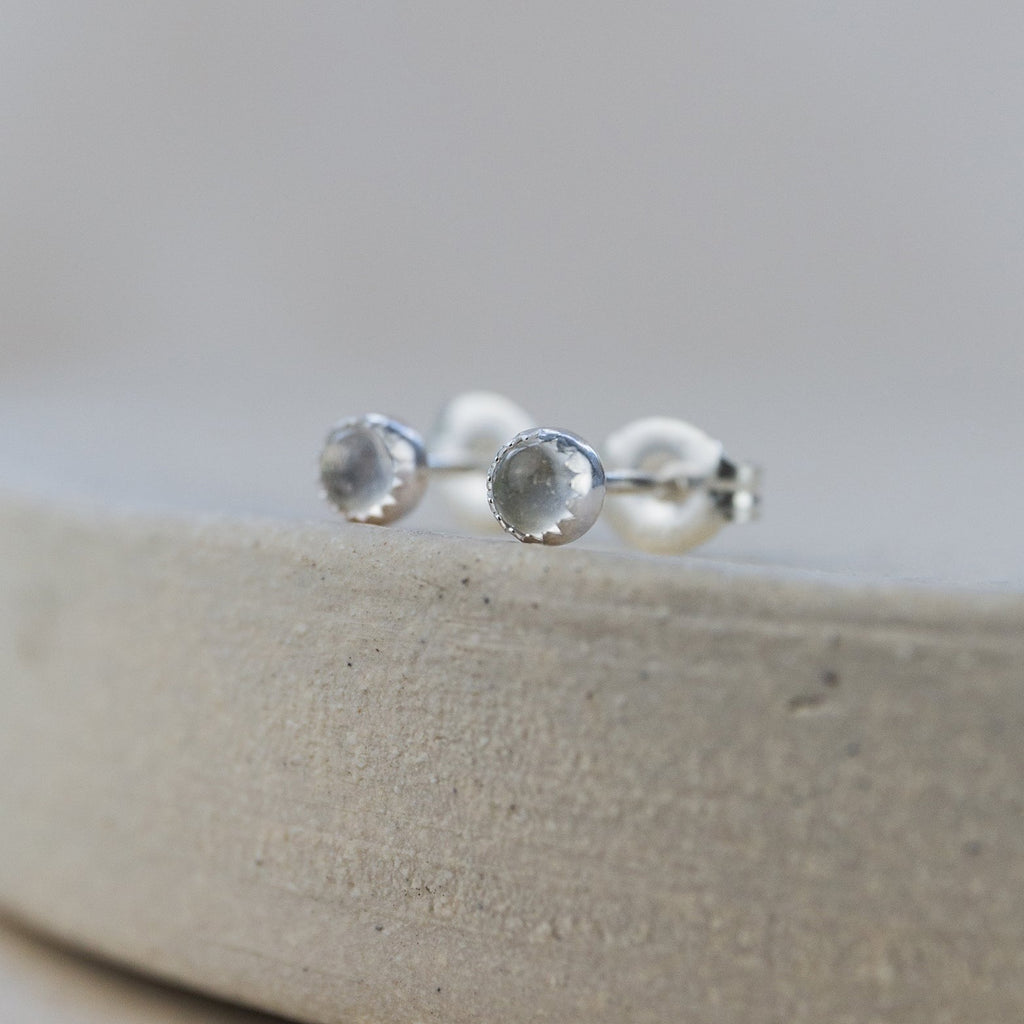 sterling silver mini crystal quartz  studs