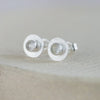 Crystal Quartz and sterling silver birthstone small disc studs by Lucy Kemp Jewellery