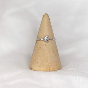 
                  
                    sterling silver mini moon charm ring
                  
                