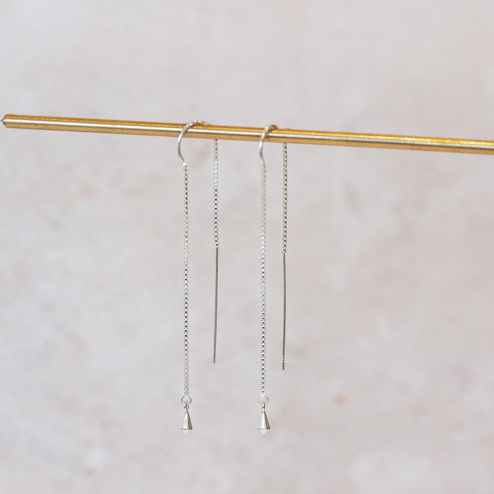 
                  
                    sterling silver threader earrings with pendulum charm handmade by Lucy Kemp Jewellery
                  
                