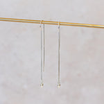 sterling silver teardrop charm threader earrings handmade by Lucy Kemp Jewellery 