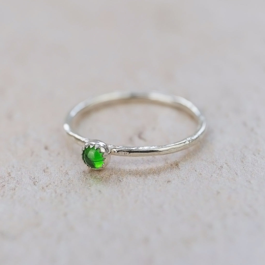 sterling silver birthstone stacking ring - emerald CZ (SYN)