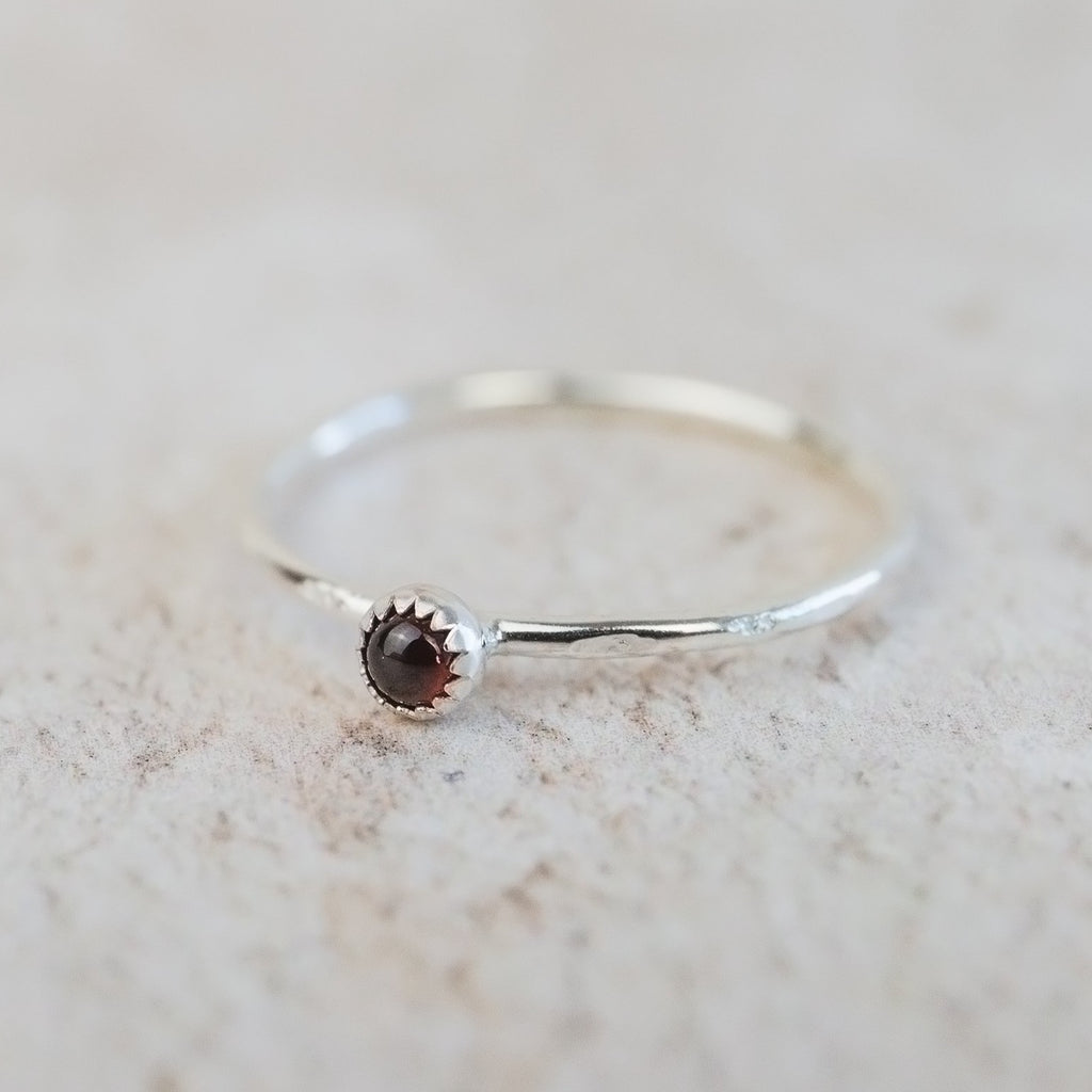 sterling silver birthstone stacking ring - garnet