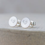 sterling silver open heart stamped studs
