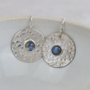 
                  
                    sterling silver and labradorite shield earrings by Lucy Kemp Jewellery 
                  
                