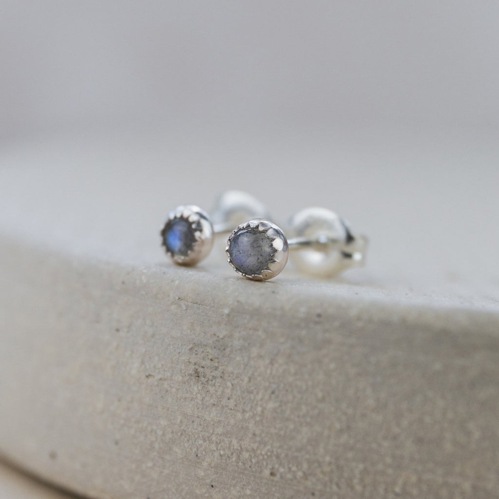 sterling silver mini labradorite studs
