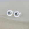 Labradorite and sterling silver birthstone small disc studs by Lucy Kemp Jewellery