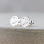 sterling silver open moon stamped studs