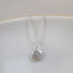 handmade recycled sterling silver one nugget charm necklace by Lucy Kemp Jewellery