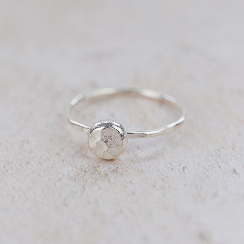 recycled sterling silver nugget charm ring