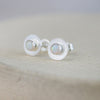 Opal and sterling silver birthstone small disc studs by Lucy Kemp Jewellery