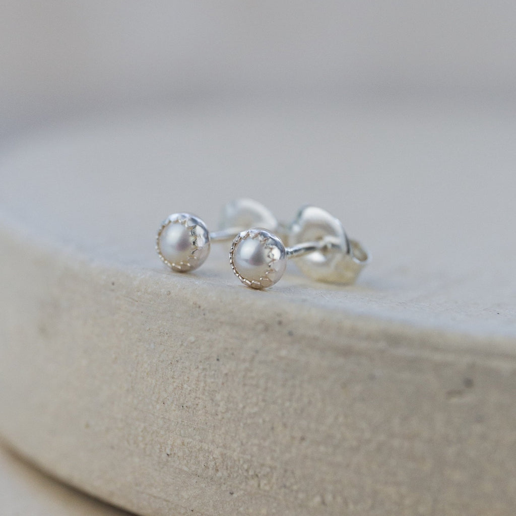 sterling silver mini pearl studs