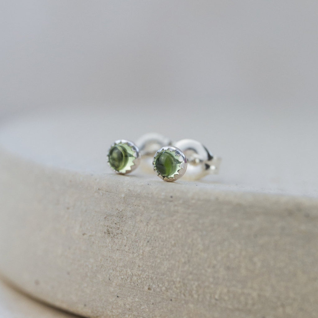 sterling silver mini peridot studs
