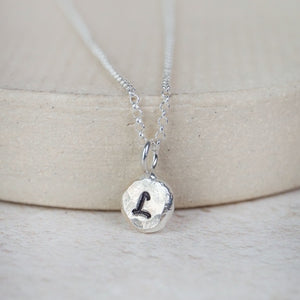 
                  
                    handmade recycled sterling silver one nugget charm necklace by Lucy Kemp Jewellery - personalised
                  
                