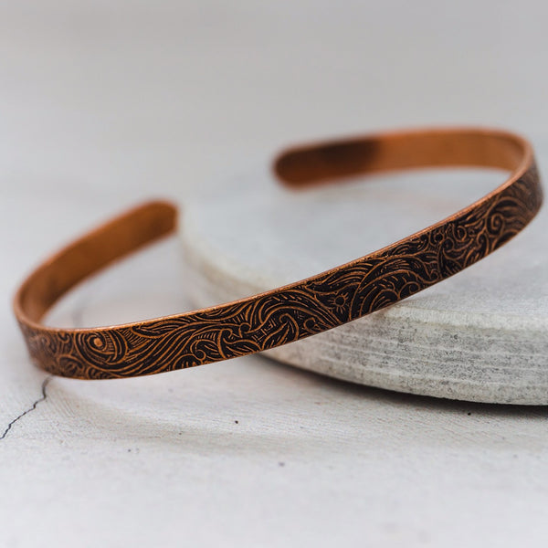 Copper Unisex Textured Cuff