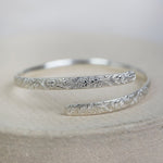 recycled sterling silver lace textured christening bangle handmade by Lucy Kemp Jewellery