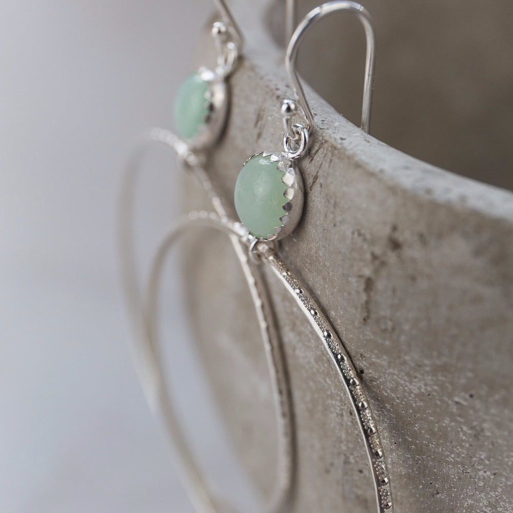 sterling silver and amazonite gemstone dot hoop earrings by Lucy Kemp Jewellery