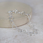 sterling silver geo heart link chain bracelet handmade by Lucy Kemp Jewellery