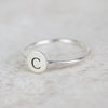 sterling silver personalised initial charm ring handmade and engraved by Lucy Kemp Jewellery 