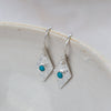 Sterling silver textured diamond and real turquoise earrings handmade by Lucy Kemp Jewellery