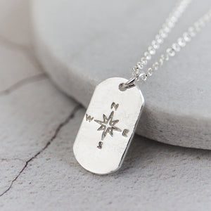 
                  
                    sterling silver compass dog tag for men by Lucy Kemp Jewellery
                  
                