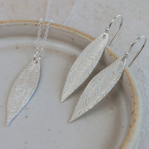 
                  
                    sterling silver textured palm leaf collection by Lucy Kemp Jewellery 
                  
                