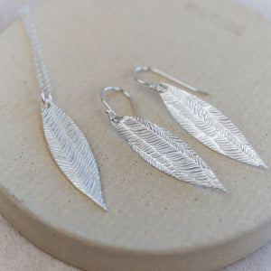 
                  
                    sterling silver textured palm leaf collection by Lucy Kemp Jewellery
                  
                