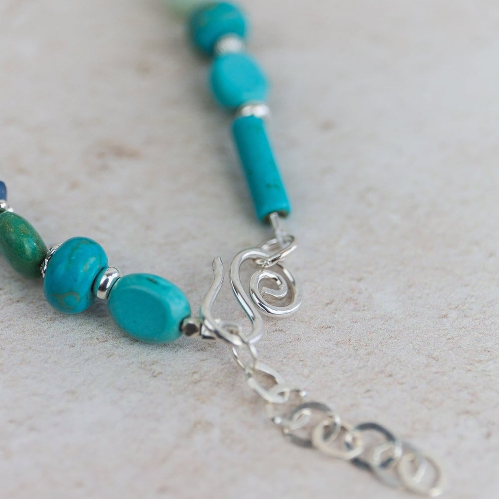 sterling silver and turquoise semi precious bead bracelet handmade by Lucy Kemp Jewellery