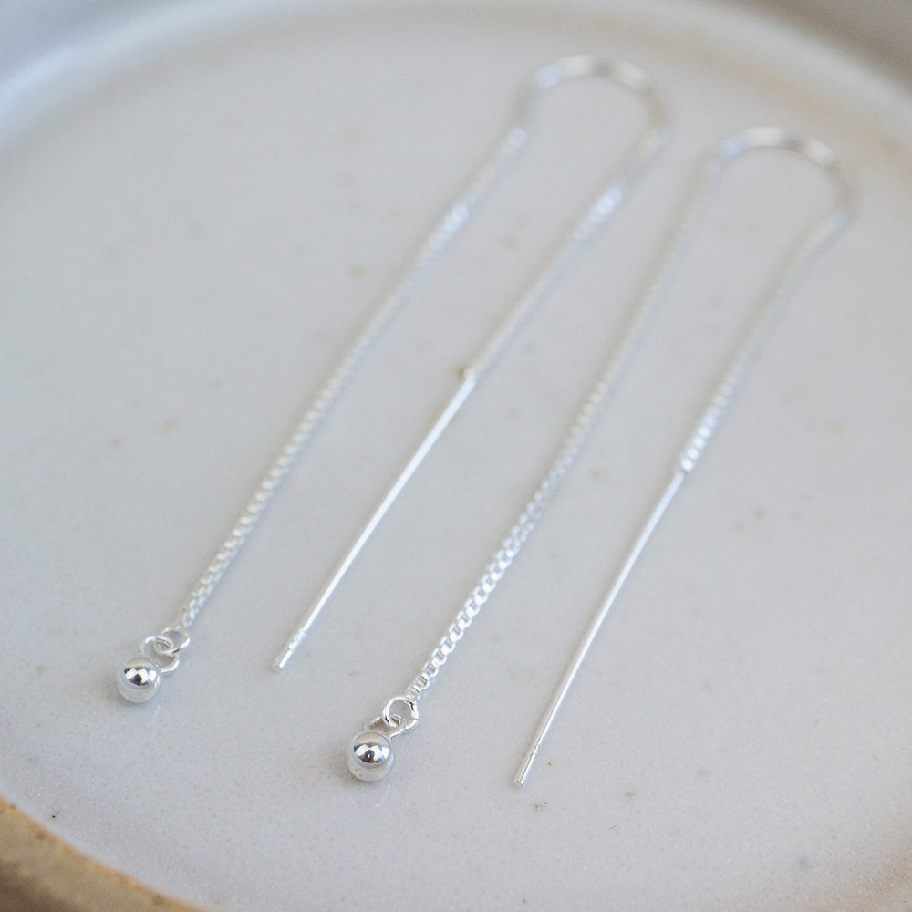 sterling silver ball bead threader earrings