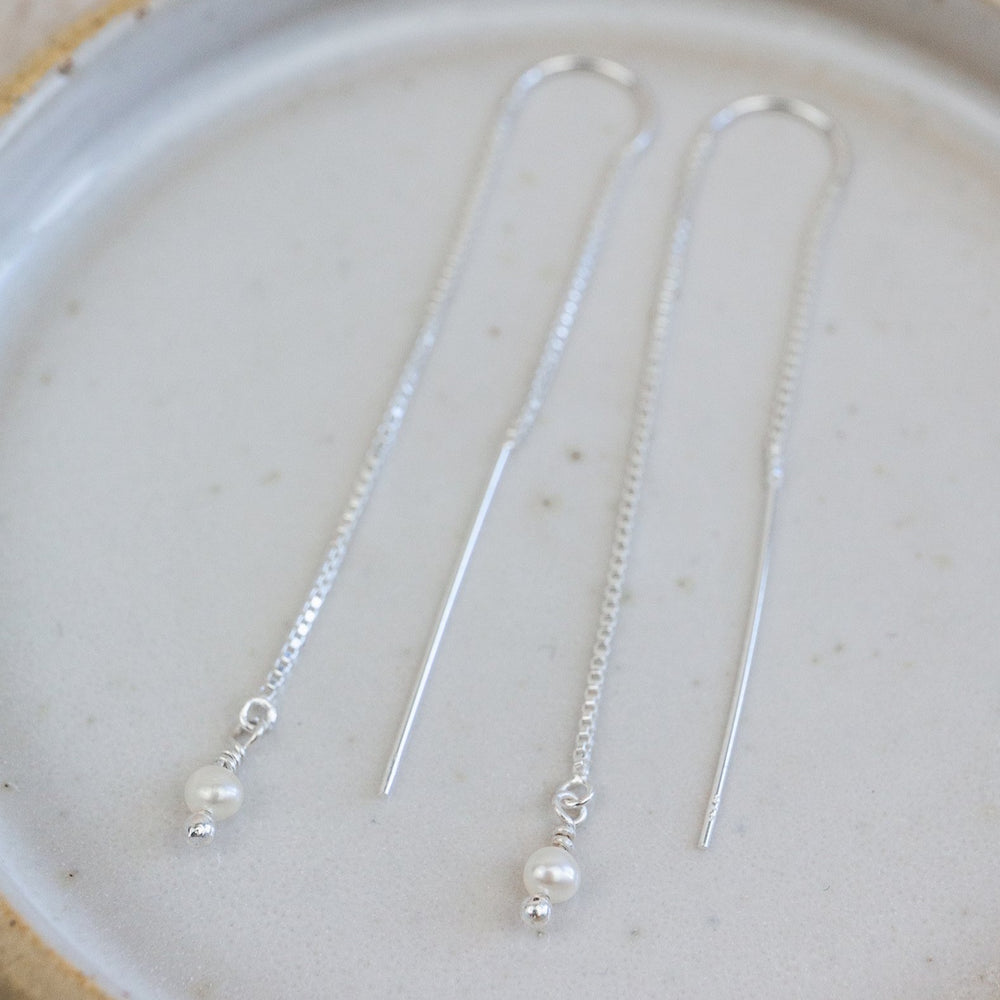sterling silver pearl threader earrings