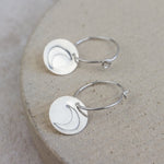 £14 crescent moon charm hoops at Lucy Kemp Jewellery 