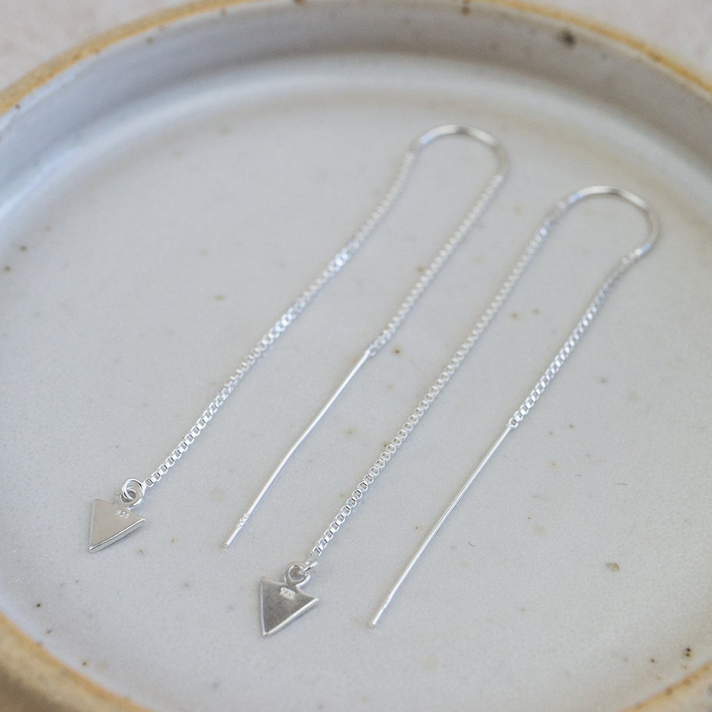 sterling silver arrow charm threader earrings