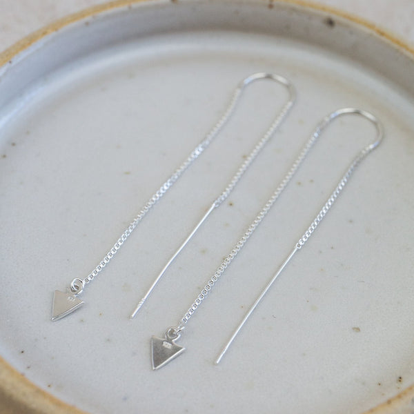 sterling silver arrow charm threader earrings