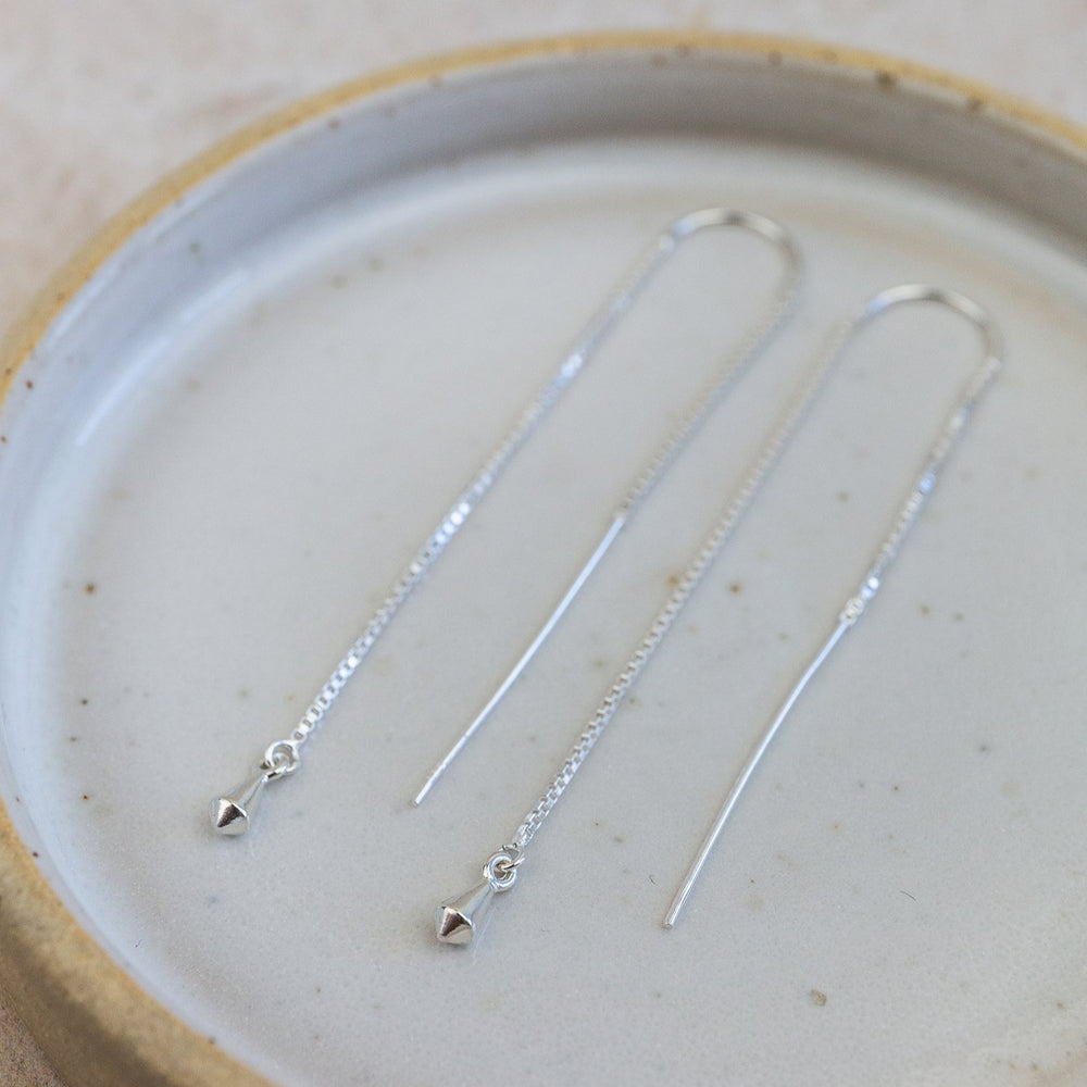 sterling silver pendulum charm threader earrings