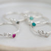sterling silver birthstone love knot ring group shot 2 by Lucy Kemp Jewellery 