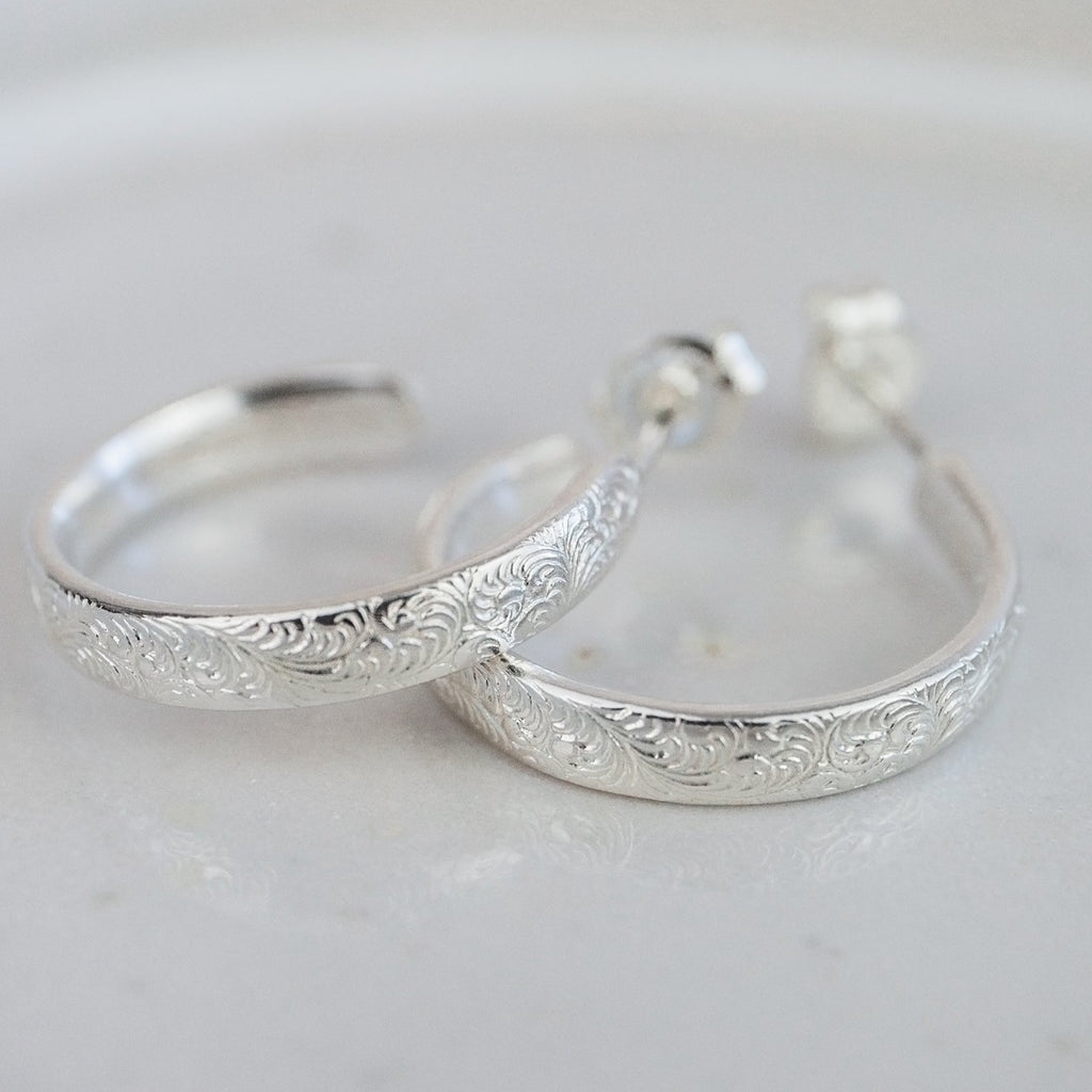 Sterling Silver Lace Hoop Earring Everyday – Lucy Kemp Jewellery