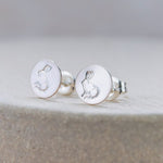 sterling silver stamped rabbit studs